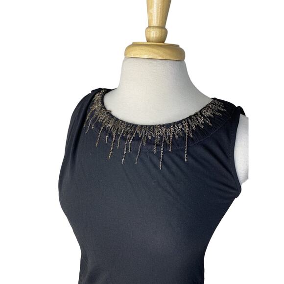 Piazza Sempione Tops - PIAZZA SEMPIONE Black Chain Detail Sleeveless Top Small (Italian 40) Tank Shell